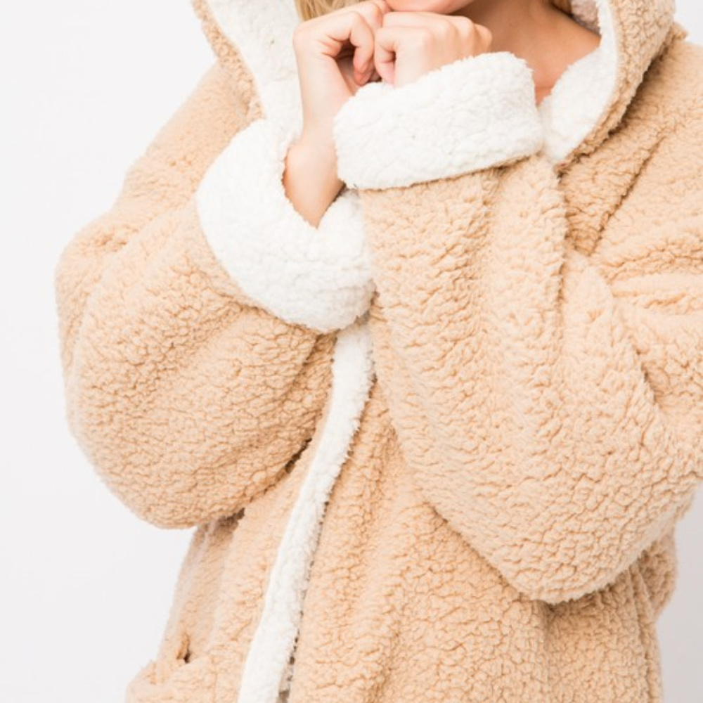 *1 LEFT* REVERSIBLE Soft Sherpa Open Front Jacket - Picture 3 of 8